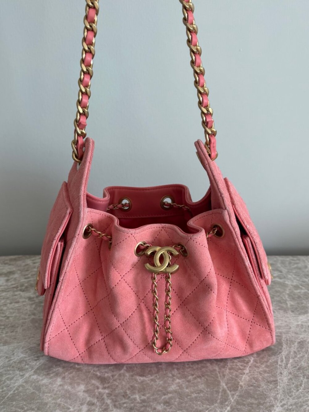 Authentic Chanel Mini 25 Coral Suede Brand New in Box